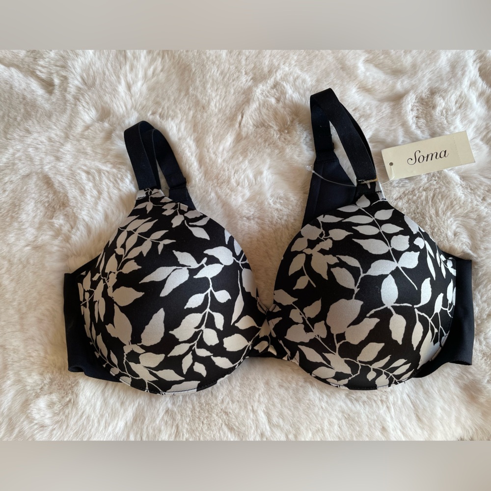 NWT Soma Vanishing Back Full Coverage Bra 38B Foliage Black